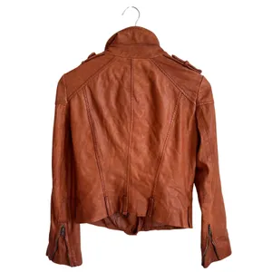 Muubaa Womens Tan Brown 100% Lamb Leather Biker Motorcycle Jacket Size US 4 UK 8 thumbnail 5