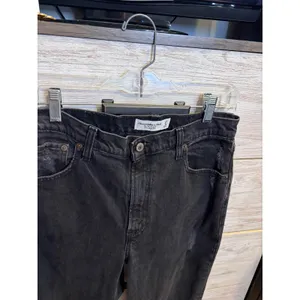 Abercrombie & Fitch 90s Straight Ultra High Rise Distressed Black Jeans 27 4R thumbnail 5