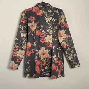 Floral‎ Vegan Suede Jacket L Bohemian Boho Chic Artsy Whimsigoth Dark Feminine thumbnail 2