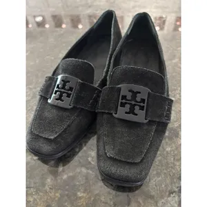 Tory‎ Burch Black Suede Square Toe Logo Loafers Flats 5.5M thumbnail 4