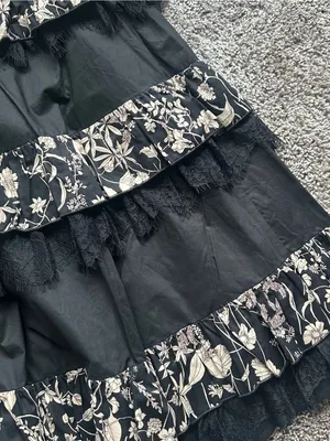 Dolls Kill Black Dress with Cream Floral Ruffles thumbnail 4