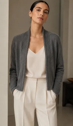 Charter Club 100% Cashmere Open Front Cardigan Sweater Gray Charcoal XL thumbnail 1