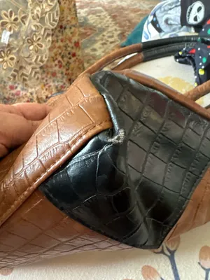 Brown Black Croc Embossed Oversized Tote Bag Y2K Slouchy Carryall Purse thumbnail 7