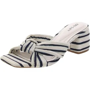 On 34th Womens Gaiaa Bow Block-Heel Sandals 10018687500 Navy Stripe Blue 6M thumbnail 8