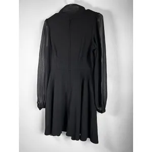 Hell Bunny Black Gothic Mock Neck Bow Long Sleeve Flare Dress Size L NWT thumbnail 7