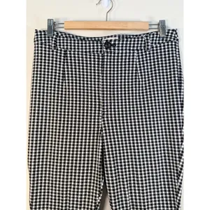 Maeve Anthropologie Gingham Check High‎ Rise Tapered Pants Black White Womens 10 thumbnail 2