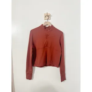 Lululemon Rulu Running Cropped 1/2 Zip Dark Terracotta Womens Athletic Top 10 thumbnail 2