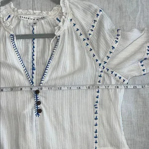 Veronica Beard Embroidered Mini Bobo Dress Gauze Cotton Sz Small‎ thumbnail 8
