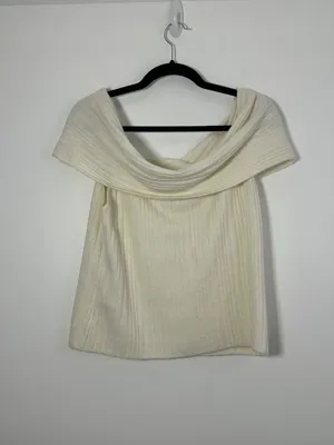 NEW Abercrombie &Fitch Ribbed Foldover Off-The-Shoulder Sweater Top Womens Large thumbnail 3