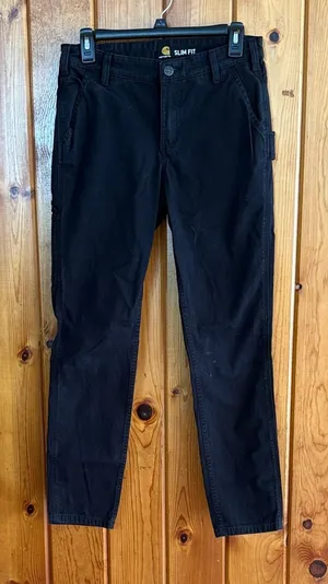 Carhartt womens Black slim fit jeans pants utility pants size 4 regular fit thumbnail 1