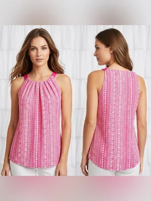 Banana Republic Women’s Pink Patterned Sleeveless Halter Top Size XS thumbnail 2