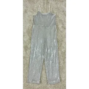 Anthropologie ETT:TWA Claudette Sequined Jumpsuit Silver Gray Pockets Size 4 thumbnail 5
