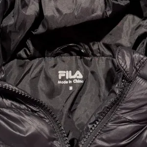 Fila Puffer Jacket Coat Quilted Athleisure Minimalist Streetwear Black Medium thumbnail 3