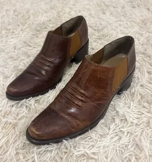 Nicole Brown Leather Ankle Boots Chelsea Style Block Heel Western Stitch‎ Sz 6 thumbnail 1