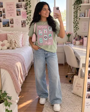 Mighty Fine Women’s Mahjong Night Oversized Graphic T-Shirt in sage green. thumbnail 2