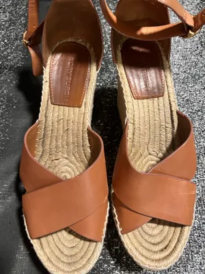 Womens 8M Tory Burch Selby wedge espadrille sandal brown/jute-wrapped platform thumbnail 14