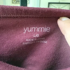 Yummie Shapewear Susie Flare Leggings 360° Sculpt Cotton Burgundy $50 L thumbnail 5