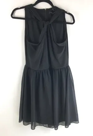 French Connection Panthea Dress Sleeveless Sheer Twist Halter Black Size 8 thumbnail 1
