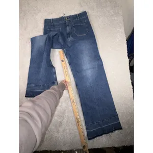 pilcro the skipper jeans 32 tall raw hem‎ Wide Leg Crop Jeans Denim (33x31) thumbnail 11