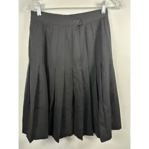 Anne Klein Skirt 8 Pleated A-line Black Classic Knee‎ Length 100% Wool Modest thumbnail 13