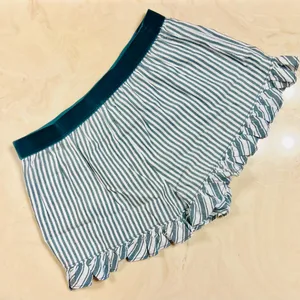 VS PINK Velvet Trim Ruffle Pajama Shorts Deep Forest Green & White Stripes SMALL thumbnail 4