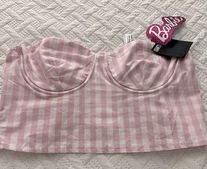 ZaraPink and White Striped Bustier Top thumbnail 1