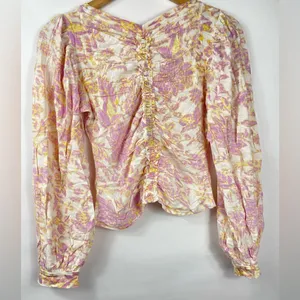 Free People Say The Word Ruched Floral Top Small NEW thumbnail 4