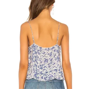 FREE PEOPLE‎ blue & white floral scalloped cami top Size S thumbnail 3