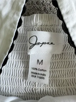 Japna White Cotton Peplum Tank Top with Black Trim Sz Medium thumbnail 5