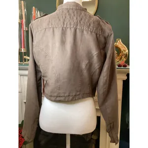 GB Studded Faux Suede Moto Jacket Women‎ M Brown NWT Cropped Biker thumbnail 4