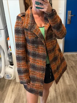 Jack by BB Dakota plaid checkered wool blend Y2K retro peacoat brown orange small thumbnail 5