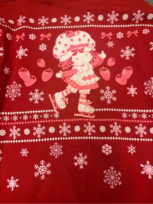 Red Graphic Holiday Sweatshirt with Ice Skater Motif thumbnail 4