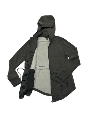 White House Black Market Grey Heather Drawstring Full Zip Hooded Athletic Jacket thumbnail 5