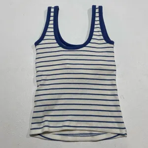 Abercrombie & Fitch XS Striped Ribbed Tank Top Blue White Coastal thumbnail 3