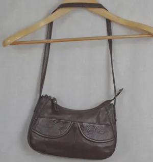 Stone Mountain Small Brown Leather Shoulder Bag Purse thumbnail 1