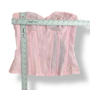 PrettyLittleThing NWT Pink Dobby Mesh‎ Floral Embroidered Corset Size 2 thumbnail 3