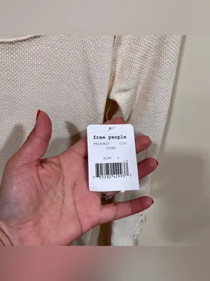 FREE PEOPLE Ivory Thermal Top Masquerade Cuff Long Sleeve Waffle Knit Cream Sz L thumbnail 3