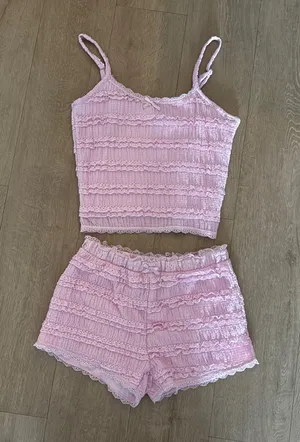 Pink Ruffled Lounge Set Size XS thumbnail 1