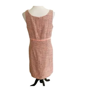 Gap Plush Pink Coral Tweed Stylish Formal Sheath Dress Size 12 Bowtie Waist thumbnail 4