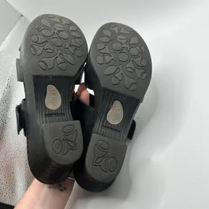 Born Black Leather Platform Slide Sandals Wedge Buckle strap Womens 9M thumbnail 5