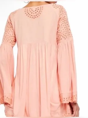 FREE PEOPLE Sea of Love Long Sleeve Blouse - Sun Blush thumbnail 2