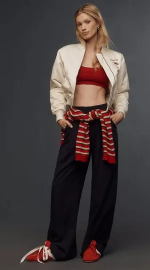 Anthropologie NWT Mitchell & Ness NFL Crop Bomber Jacket (Chiefs) KC. Small thumbnail 1
