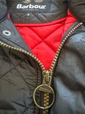 Barbour womens Quilted Jacket in Black with Red Lining Del Mar logo thumbnail 5