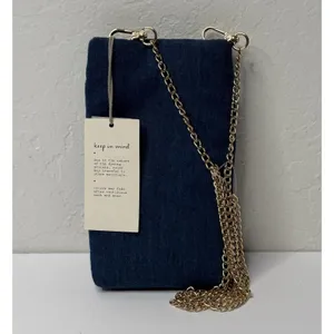 A New Day Cell Phone Purse Bag Denim Blue Gold Chain Crossbody Chic Festival New thumbnail 3