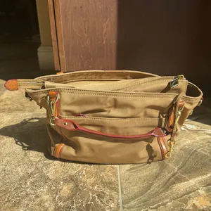 MZ Wallace Nylon Top Handle‎ Bag some pen marks tan beige brown thumbnail 2
