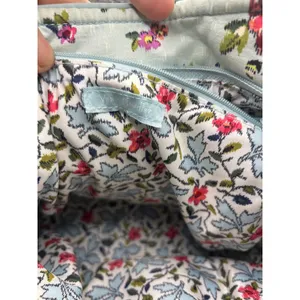 Vera Bradley Quilted Cotton Tote Bag Light Blue Floral Shoulder Bag Handbag thumbnail 7