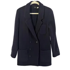 BDG Urban Outfitters Navy Blue Wool Blend Melton Boyfriend Coat Women's sz. XS thumbnail 2