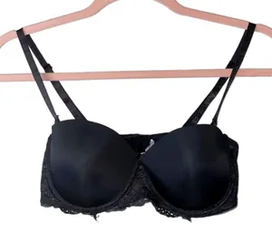 Laura Ashley Black Lace‎ Push-Up Bra 36C Underwire Padded Lingerie Bra thumbnail 1