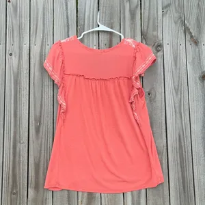 Knox Rose Coquette girl top ruffles embroidered‎ vneck lightweight boho size small top thumbnail 2
