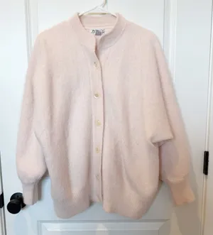Vintage‎ Venesha Pink Angora Cardigan Sweater Large Button Front Fuzzy Coquette thumbnail 1